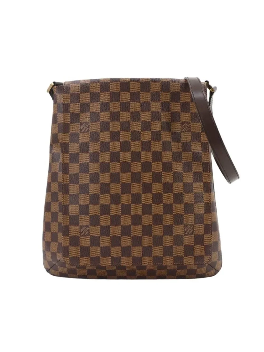 Louis Vuitton Damier Musette Shoulder Bag Ebene Brown Gold